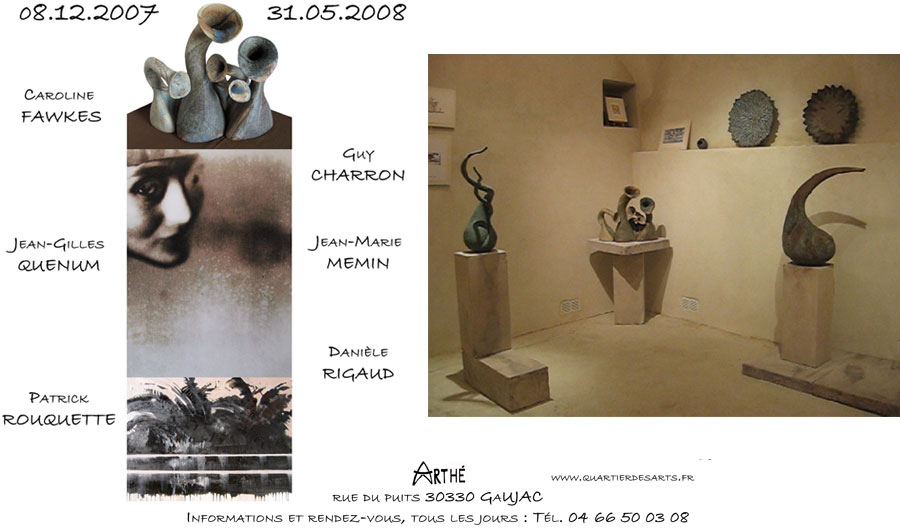 Leaflet for group exhibition at: Galerie Arthé, 30330 Gaujac, Gard, France, Dec 2007 - May 2008